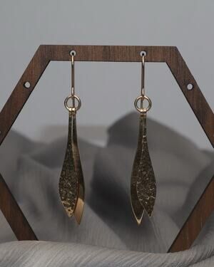 Retired James Avery 14k Double Teardrop Hammered Dangle Earrings6.5G/2.4in N1504